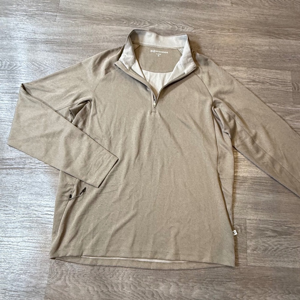 G7 Diamonds A-Game Mens Tan Khaki 1/4‎ Zip Pullover Sweatshirt SPV-1021 M  NWOT